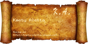 Kmety Aletta névjegykártya